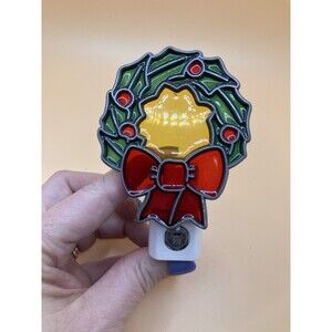 Vintage Christmas Wreath Nightlight Night Light Catcher Holiday Decor